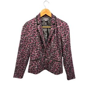 Covington Blazer Jacket Women's Petite Pink Black Leopard Print Career Office